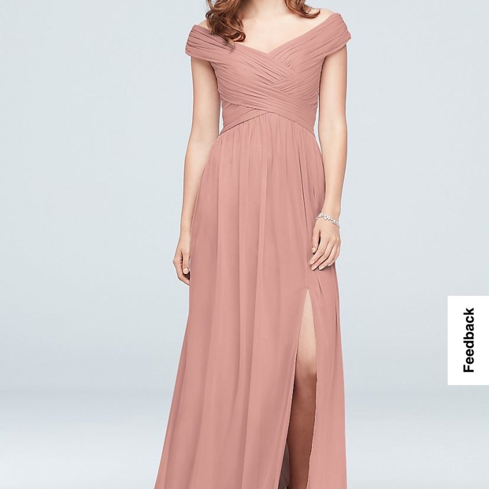 Crisscross Off-the-Shoulder Mesh Bridesmaid Dress